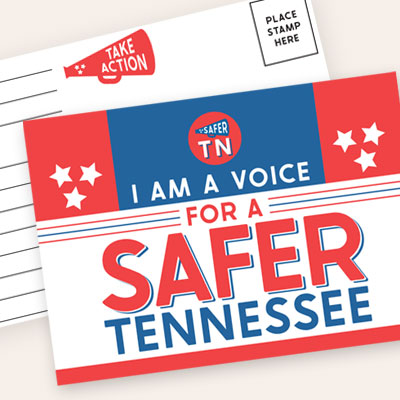 Custom-designed postcards by Voices for a Safer TN