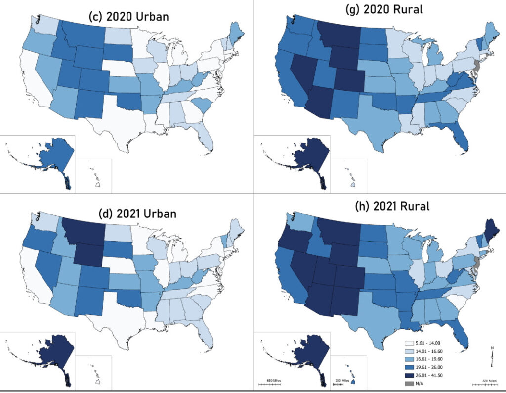 graphic illustrating increase in suicide rates
